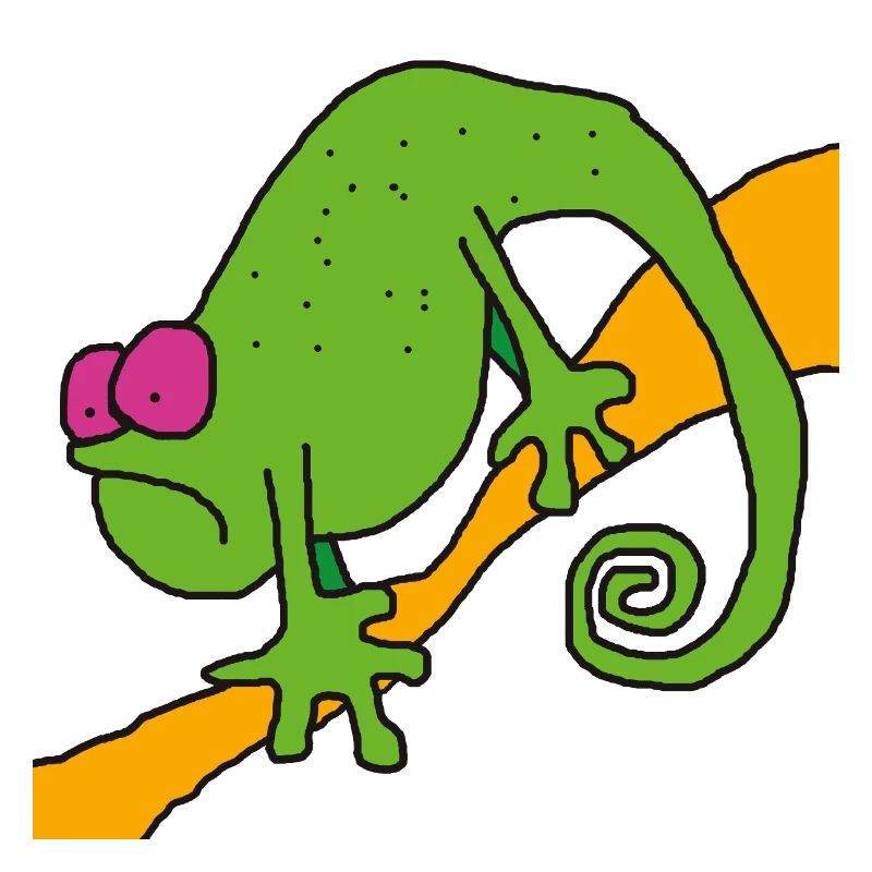 Chamaeleon am Ast – bunte Pop-Illustration