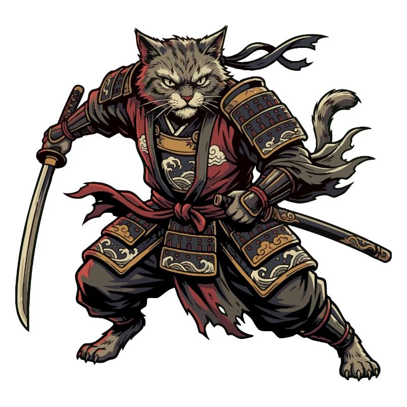 Katzen-Samurai Krieger