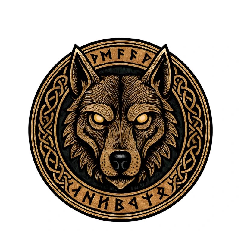 Wolf Ring Emblem with Runes
