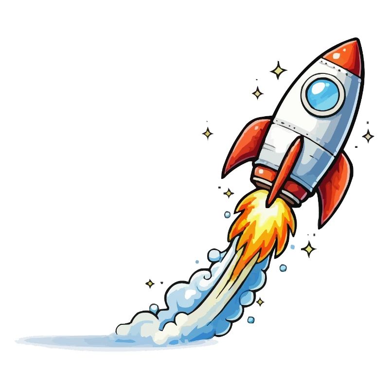 Rocket Launch Cartoon Design