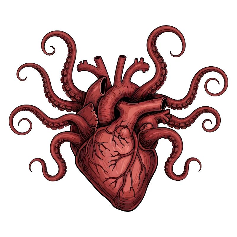 Heart Octopus Illustration