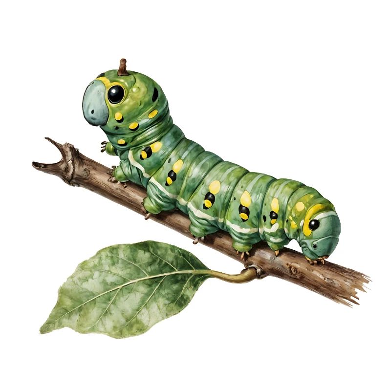 Papilio Caterpillar Swallowtail on Branch
