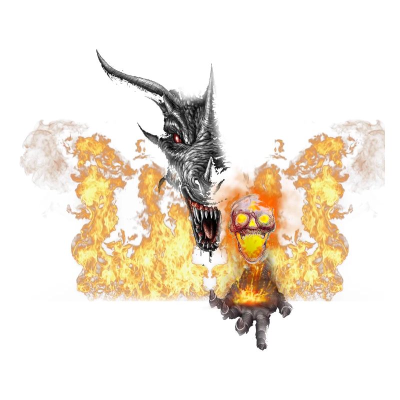 Dragon de feu et masque jaune