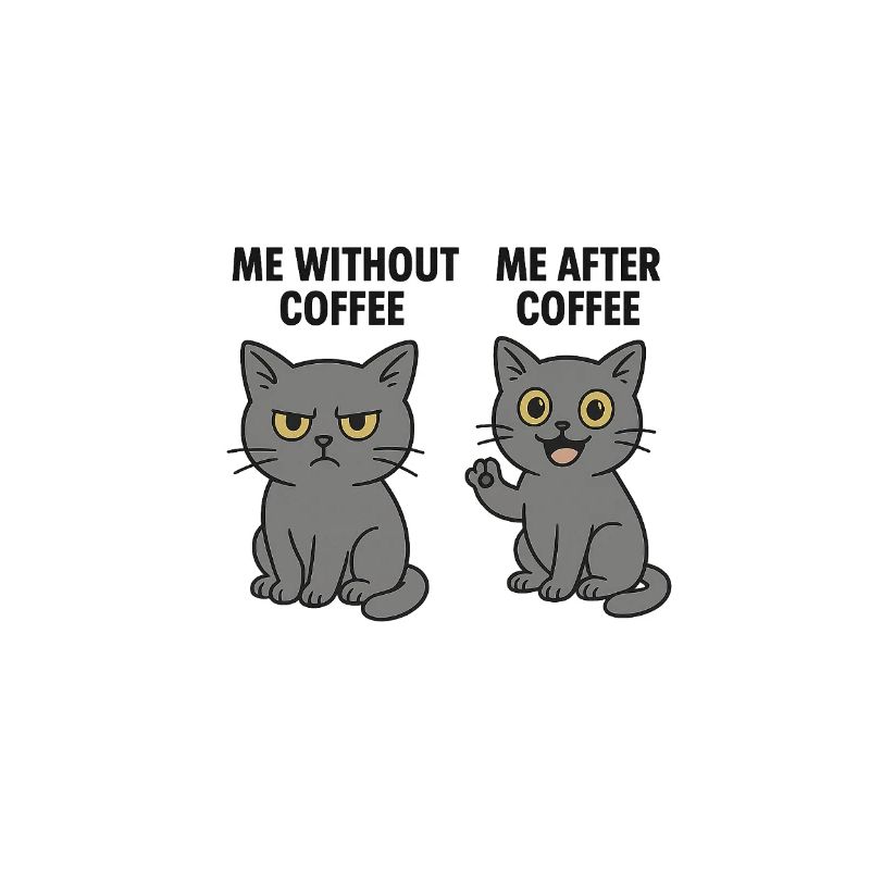 Katzenmeme: Mürrisch ohne Kaffee