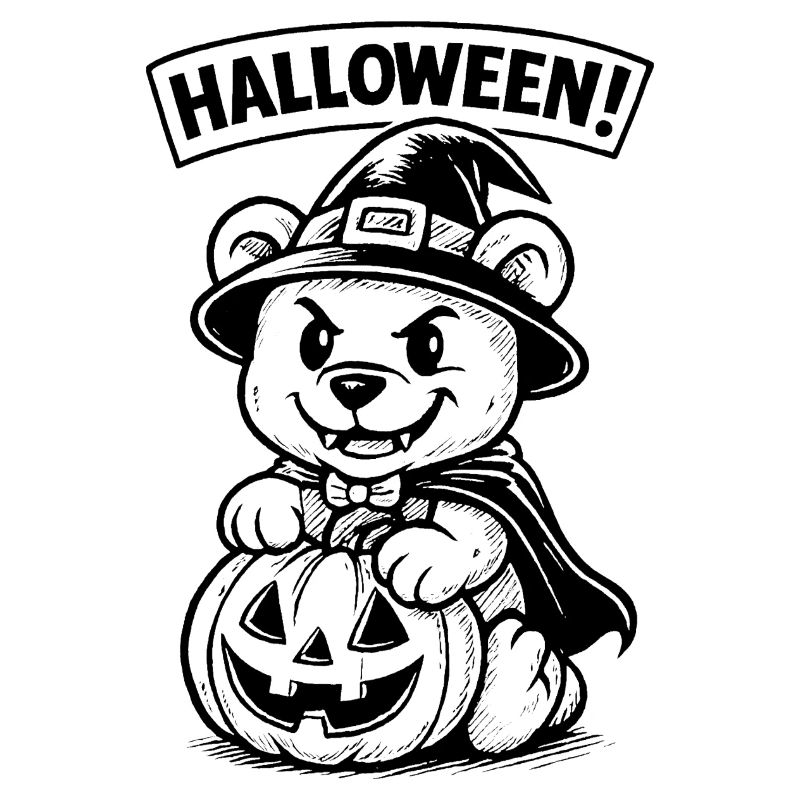 Halloween Bear with Pumpkin Lantern