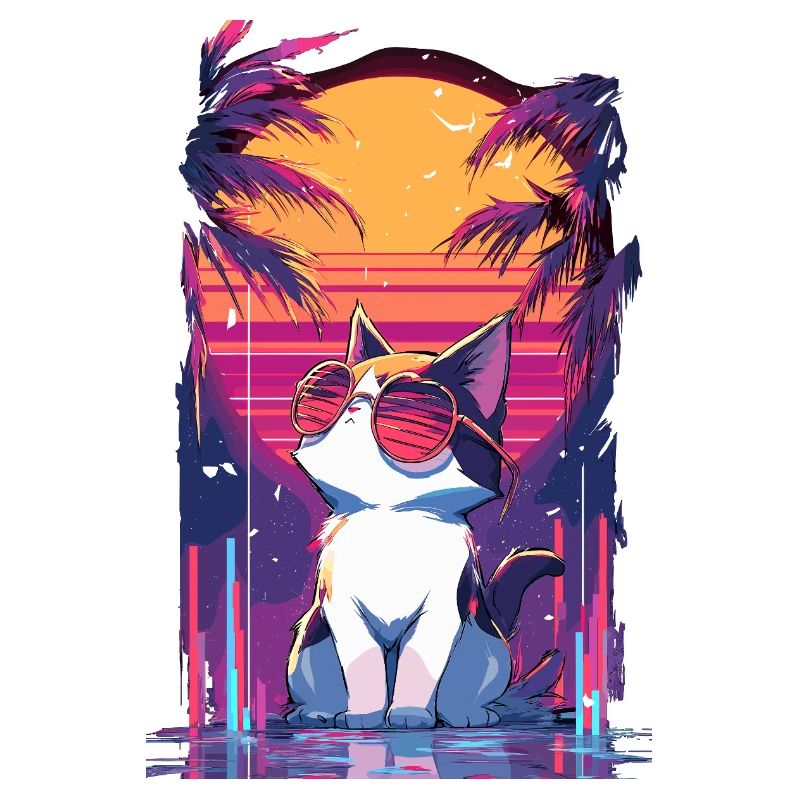 Cats Neon Sunset