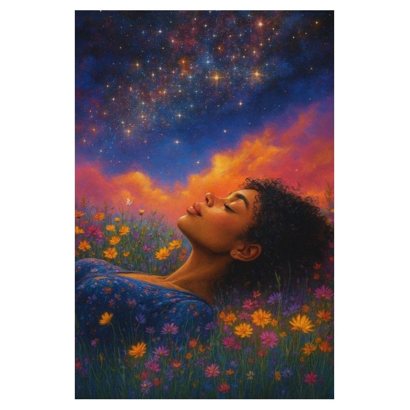 Étoile de lune dans le champ de fleurs