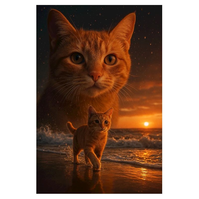 Sunset Cat Double View