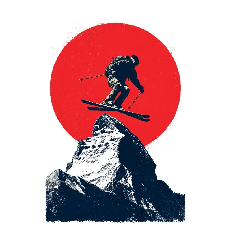 Ski jumping over rocky peaks