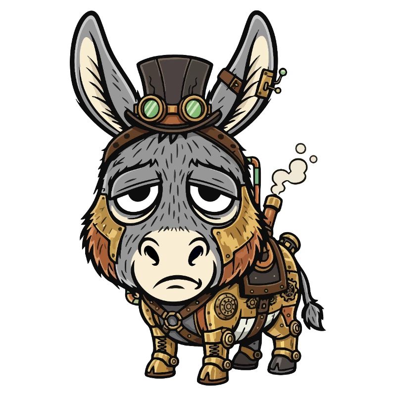 Âne Cyborg Steampunk Haut-de-forme Vapeur