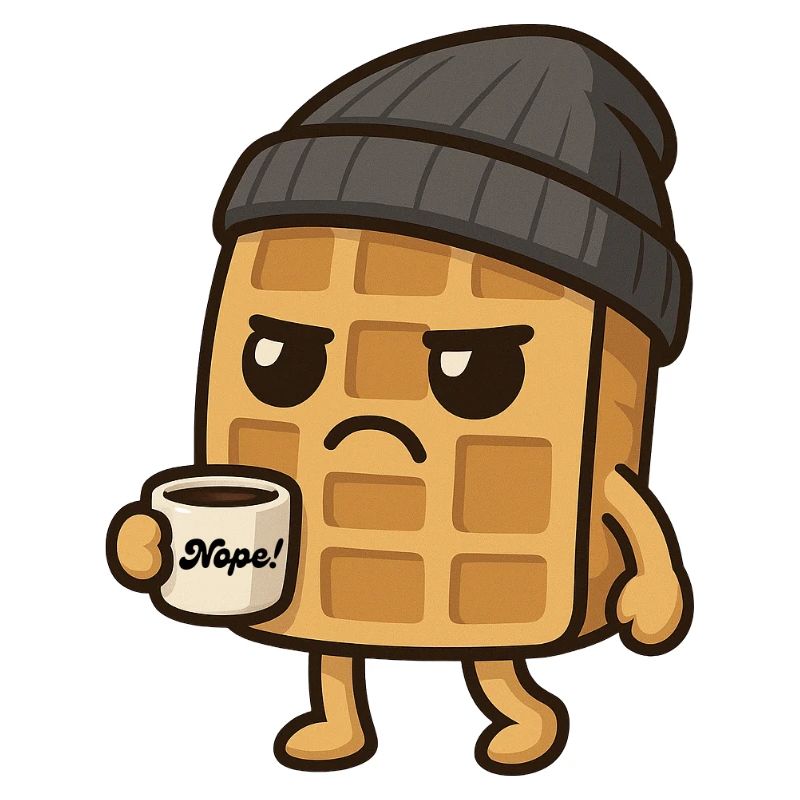 Grumpy Kawaii Waffel - Coffee Beanie Cartoon