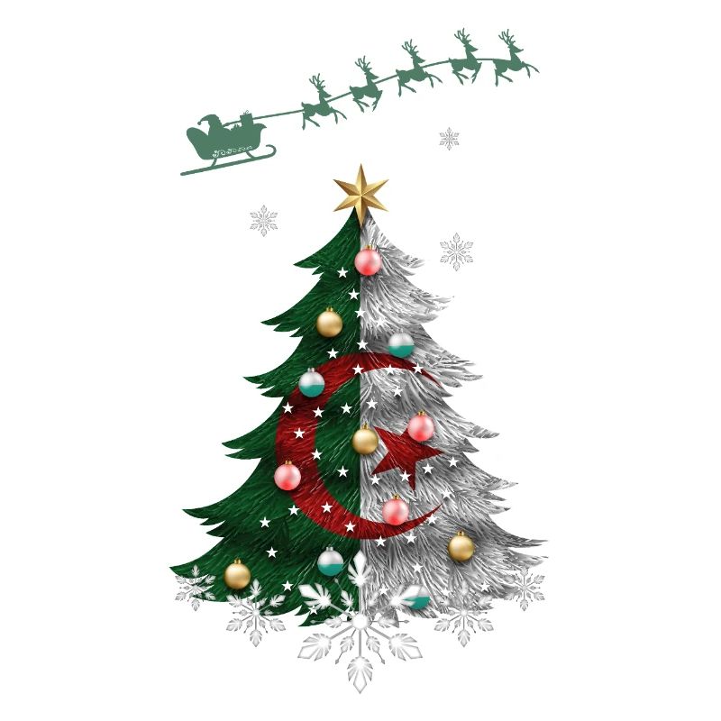 Weihnachtsbaum mit algerischer Flagge