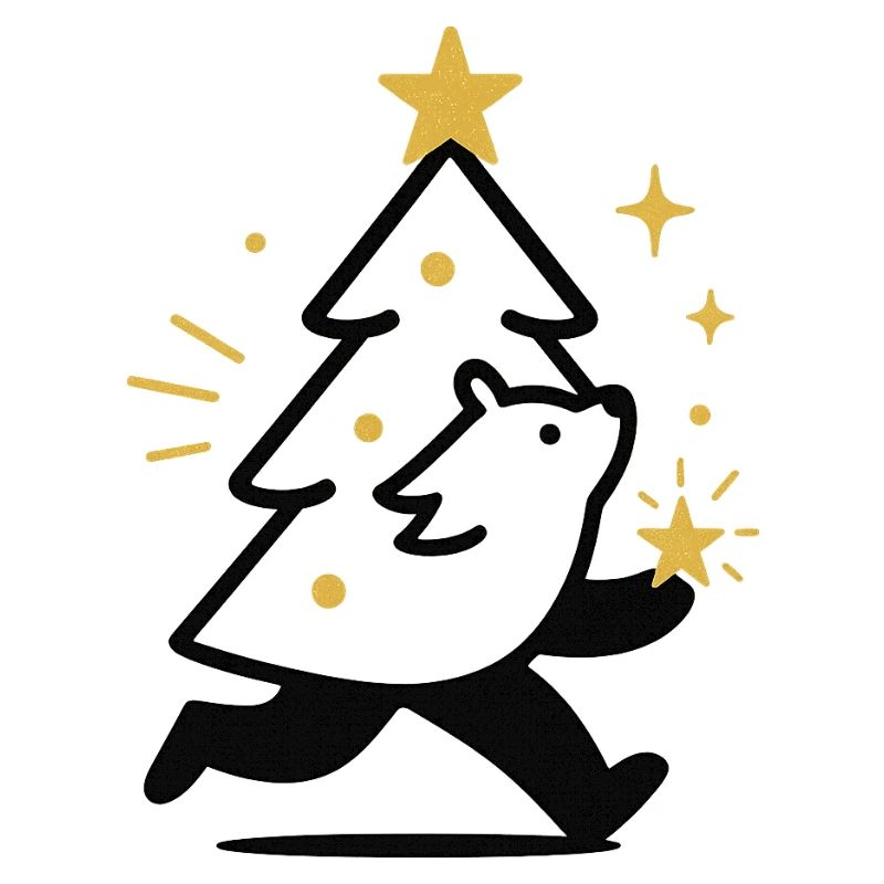 Weihnachtswolf und Sternenbaum