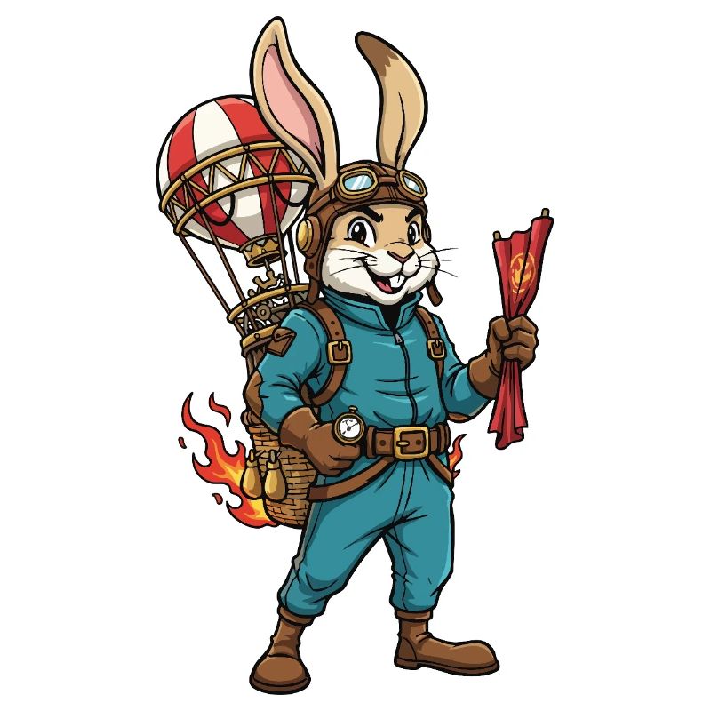 Rabbit Aviator Steampunk Heißluftballonflug