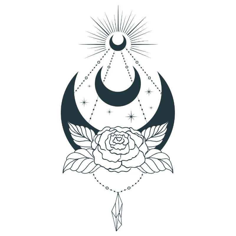 Mystical moon aesthetic with flower