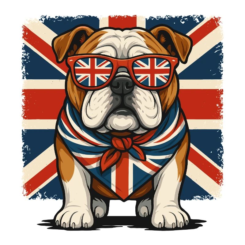 Bouledogue avec accessoires de drapeau britannique