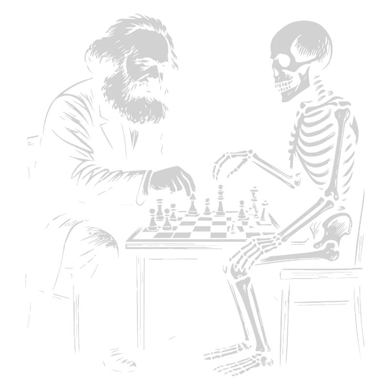 Karl Marx joue aux échecs avec du skeleton