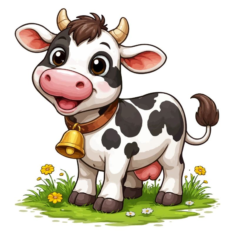 Kuh mit Glöckchen auf Weide