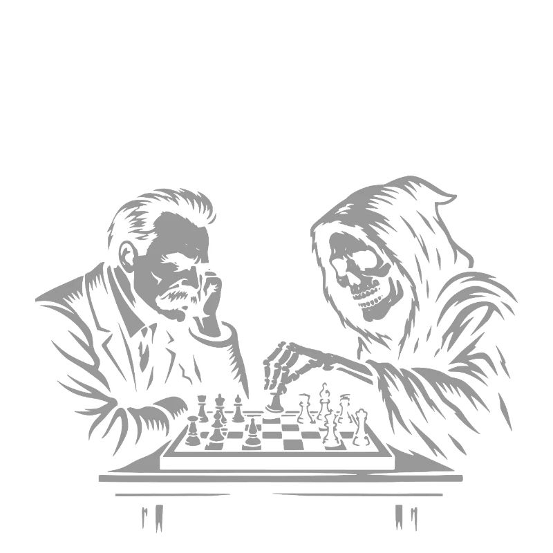 Nietzsche plays chess against skeleton