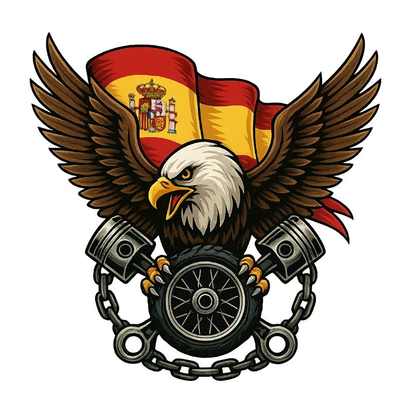 Aigle espagnol biker avec drapeau et pistons