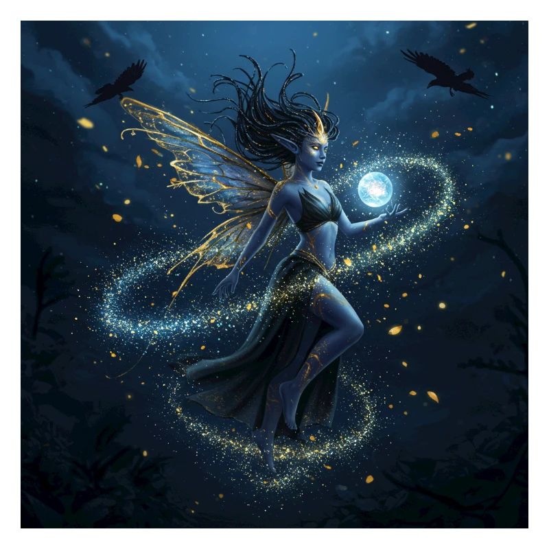 Fée magique de la lune à la lumière de la nuit