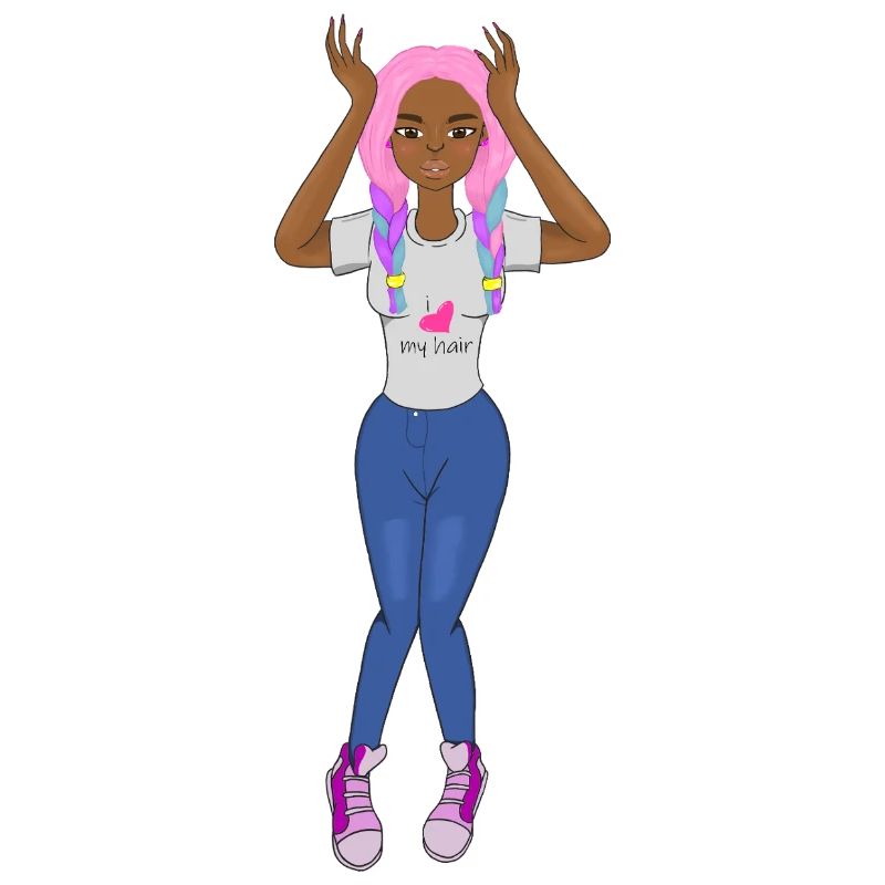 Schwarzes Mädchen, pinke Zöpfe, Haare, süßes Afro-Mädchen,