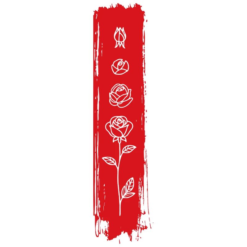 Vertical Rose Brush Art