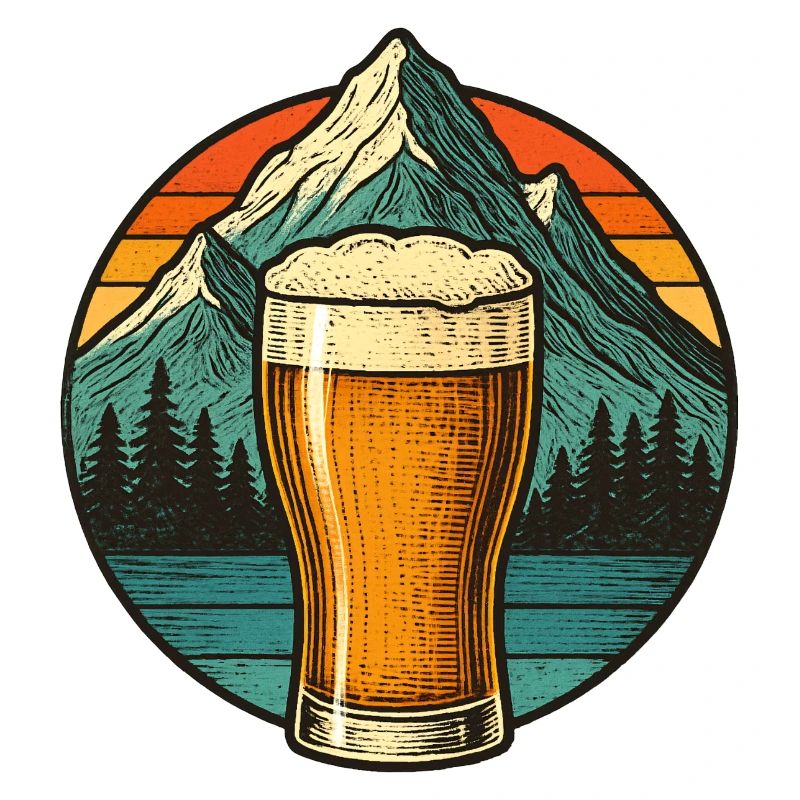 Bergblick mit Bierglas Design