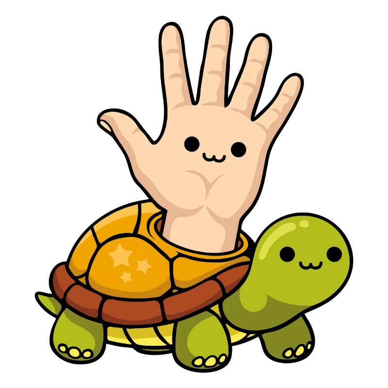 conception de dessin animé de tortue pour gaucher ludique