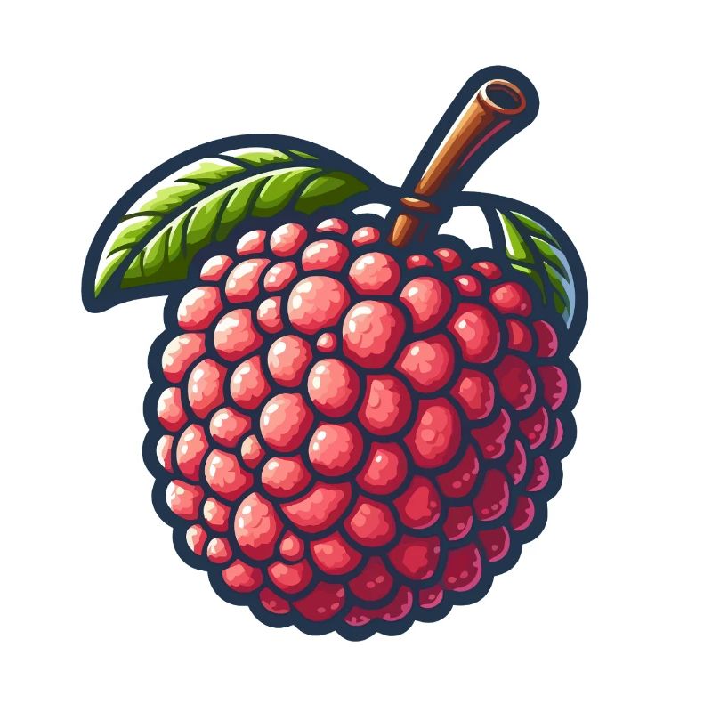 Lebendige illustrierte Litschi