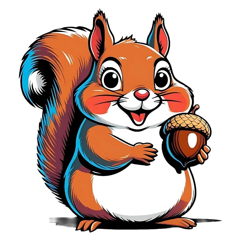 Niedlicher Eichhörnchen Druck mit Eichel