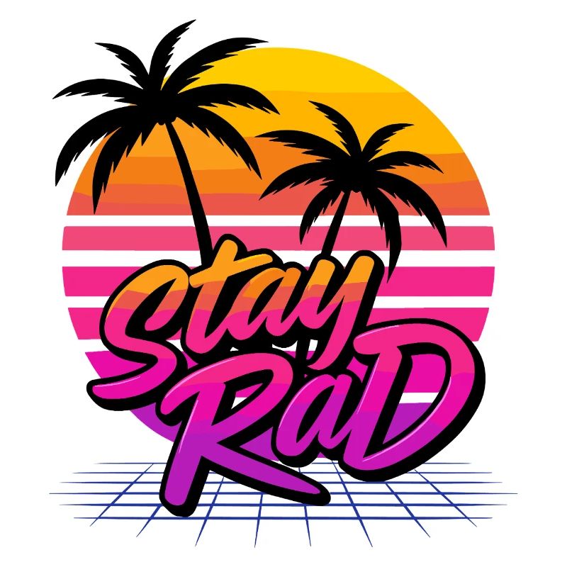 Retro sunset with palm tree motif