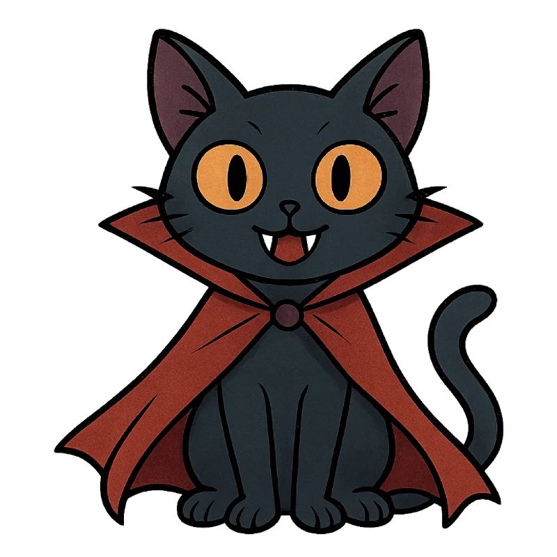 Chaton vampire en cape chat noir