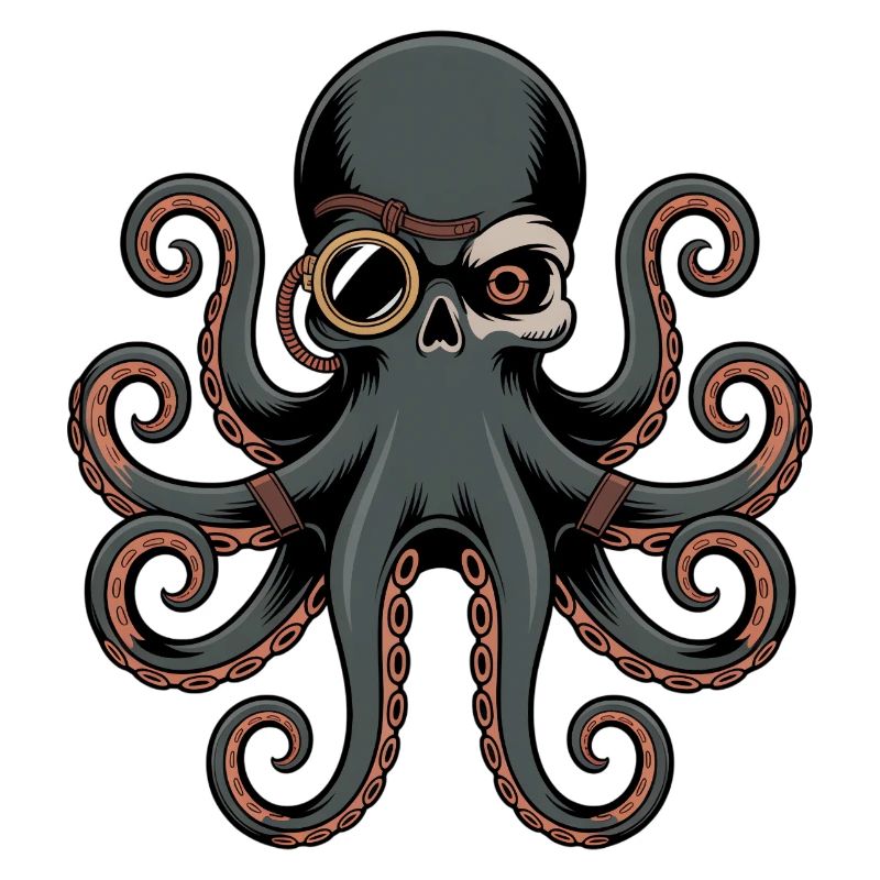 Pieuvre dans le style steampunk avec monocle