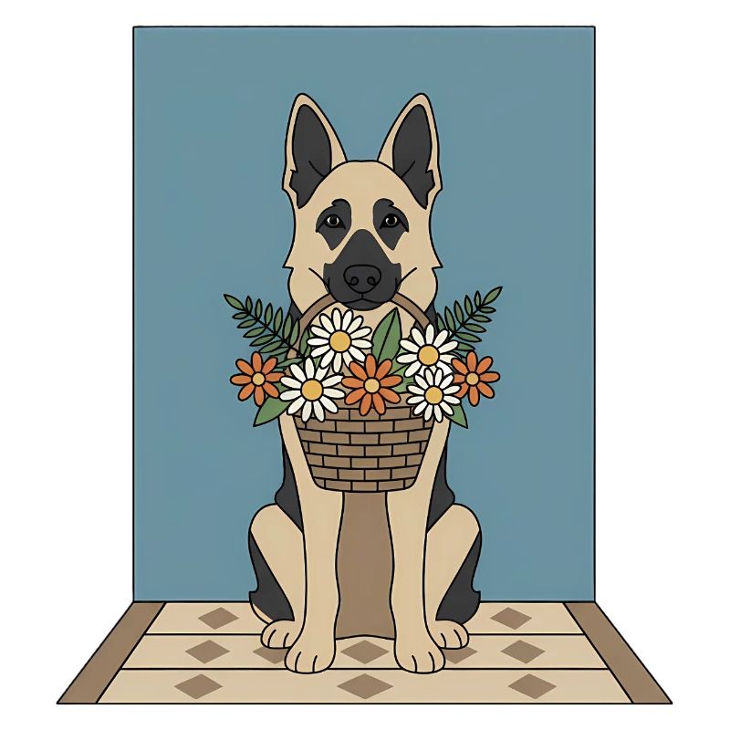 Corbeille de fleurs chien : Berger allemand