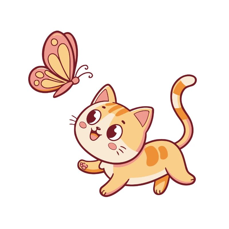 Chat curieux et papillon