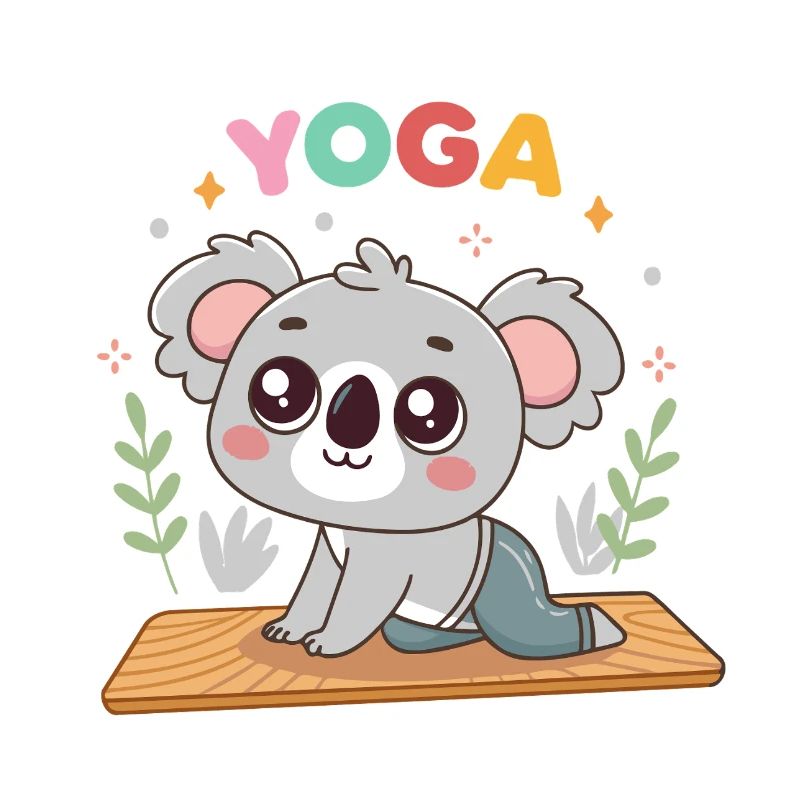 Pastel Koala Yoga on Mat