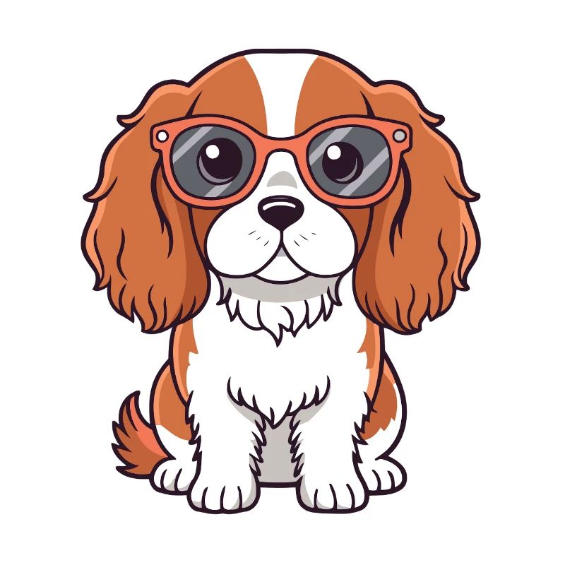 Chien Cavalier Lunettes Cartoon