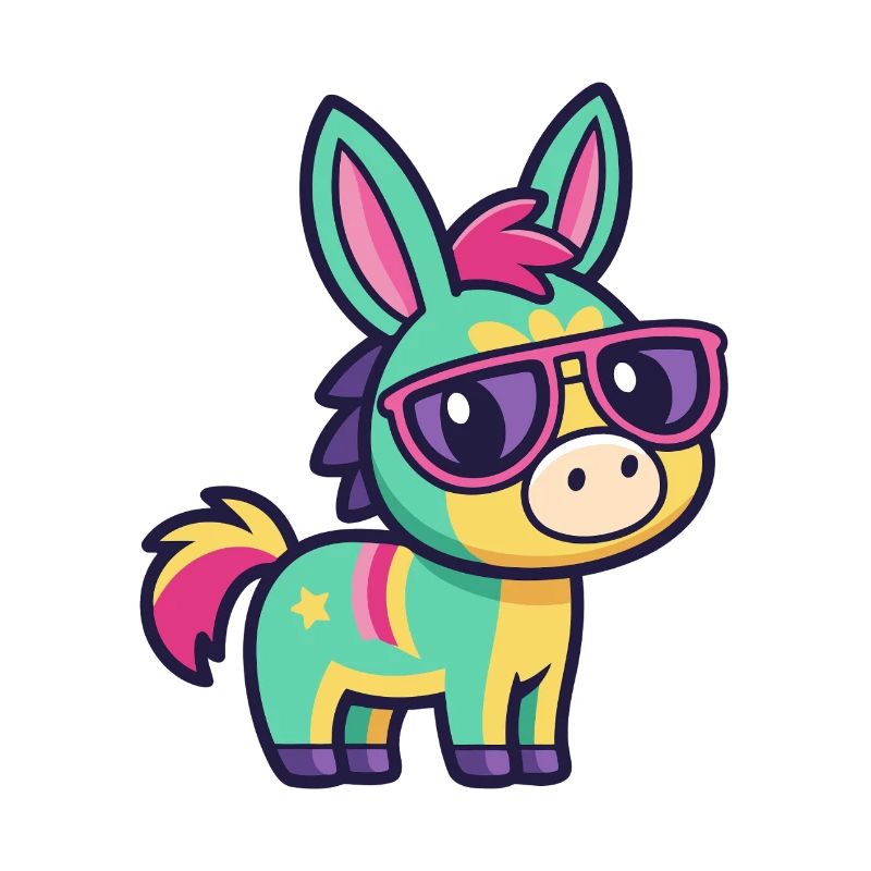 Bunter Esel in Retro-Gläsern