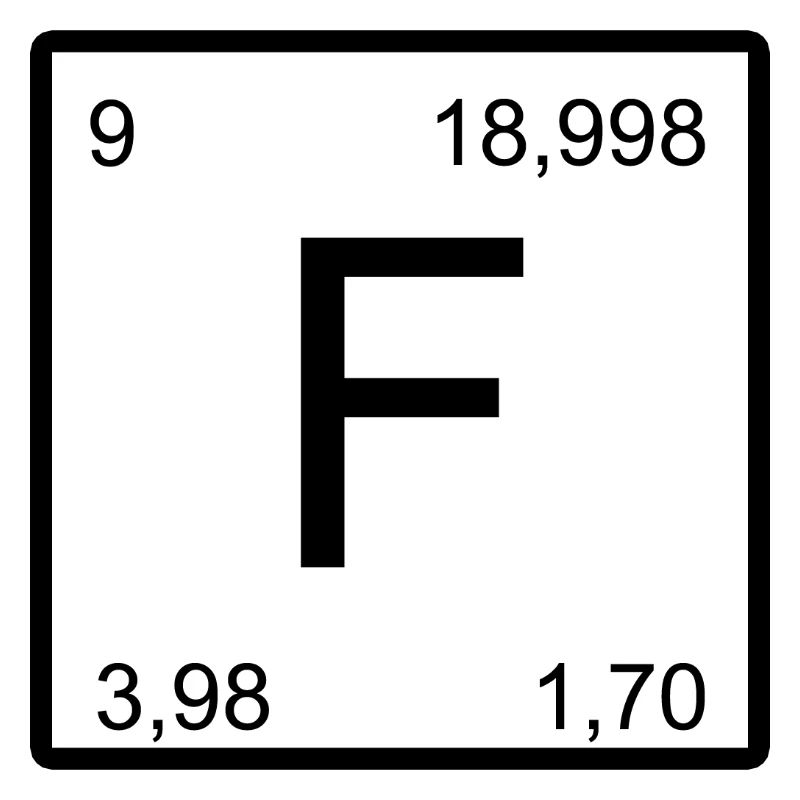 F Fluor dans une grille numérique minimaliste