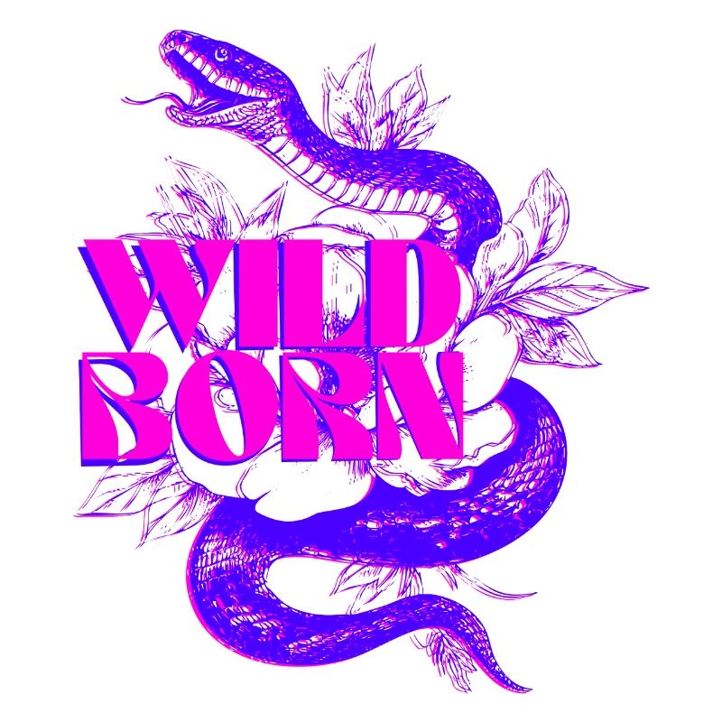 Wild Born Neon Snake with Bold Text