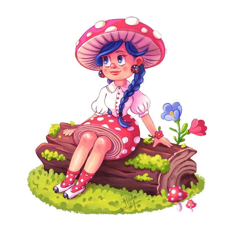 Fille Champignon dans une Forêt