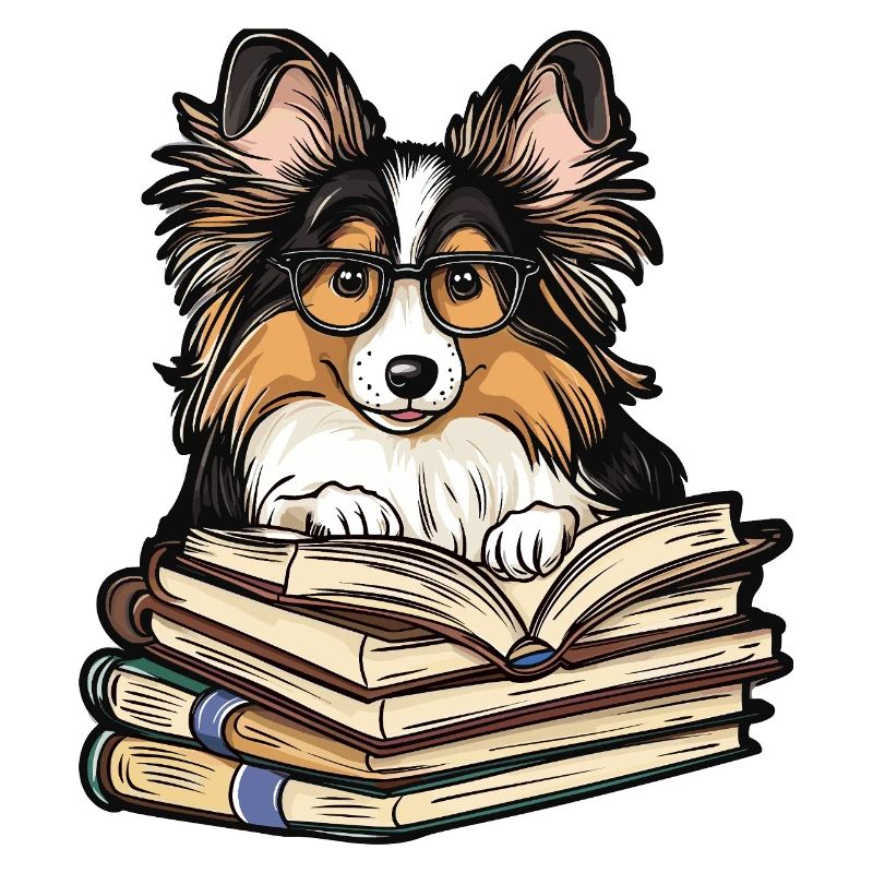 Süßes Sheltie-Hundelesebuch mit Brille