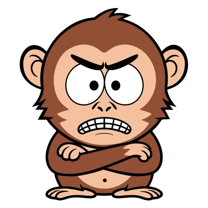 Singe en colère aux bras croisés