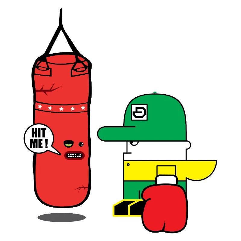 Cartoon Boxing Duo: Bold Bag Mascot