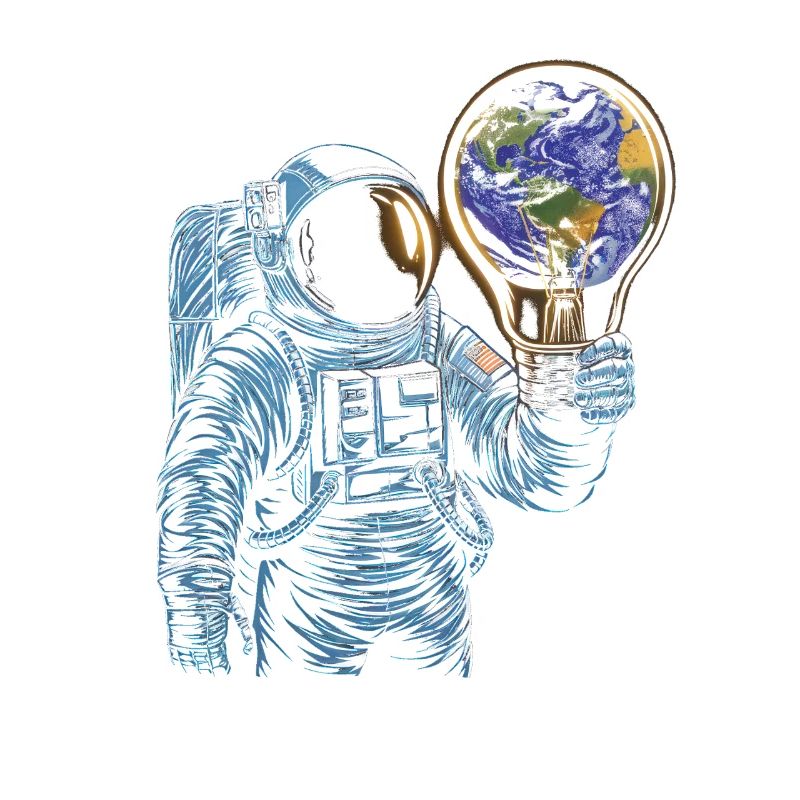Astronaute spatial avec lampe globe