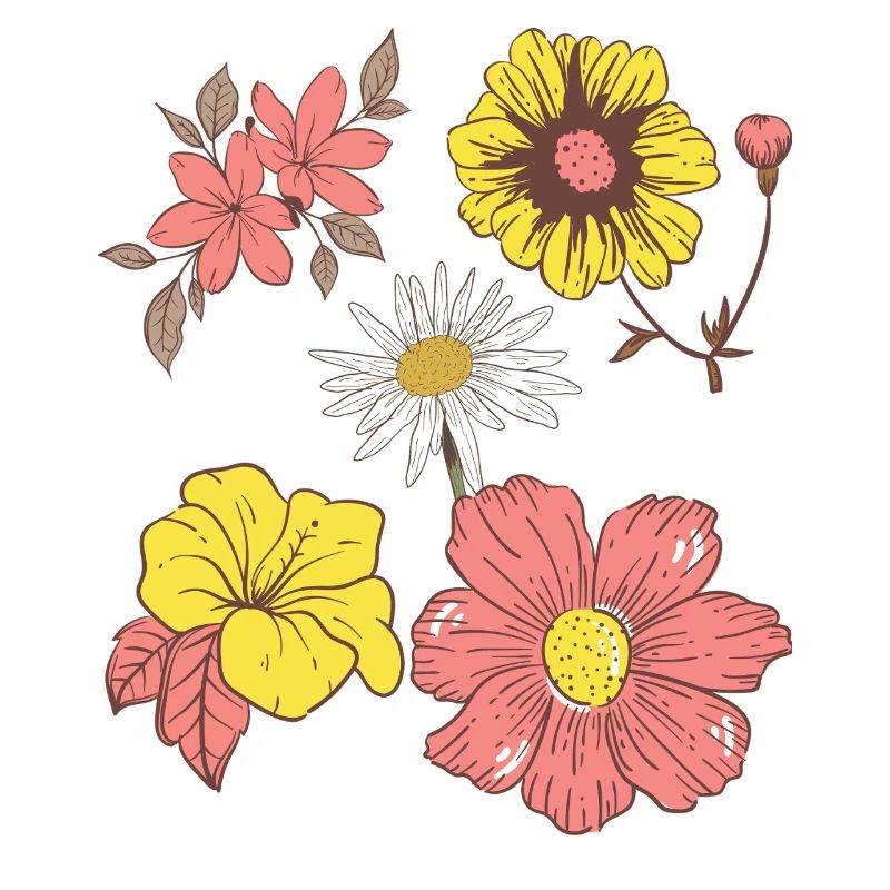 Retro Blumenmuster – Bunte Vintage Blume