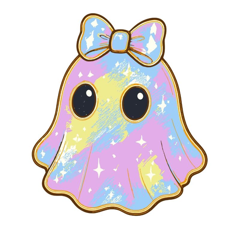 Pastel Holographic Ghost Halloween Design