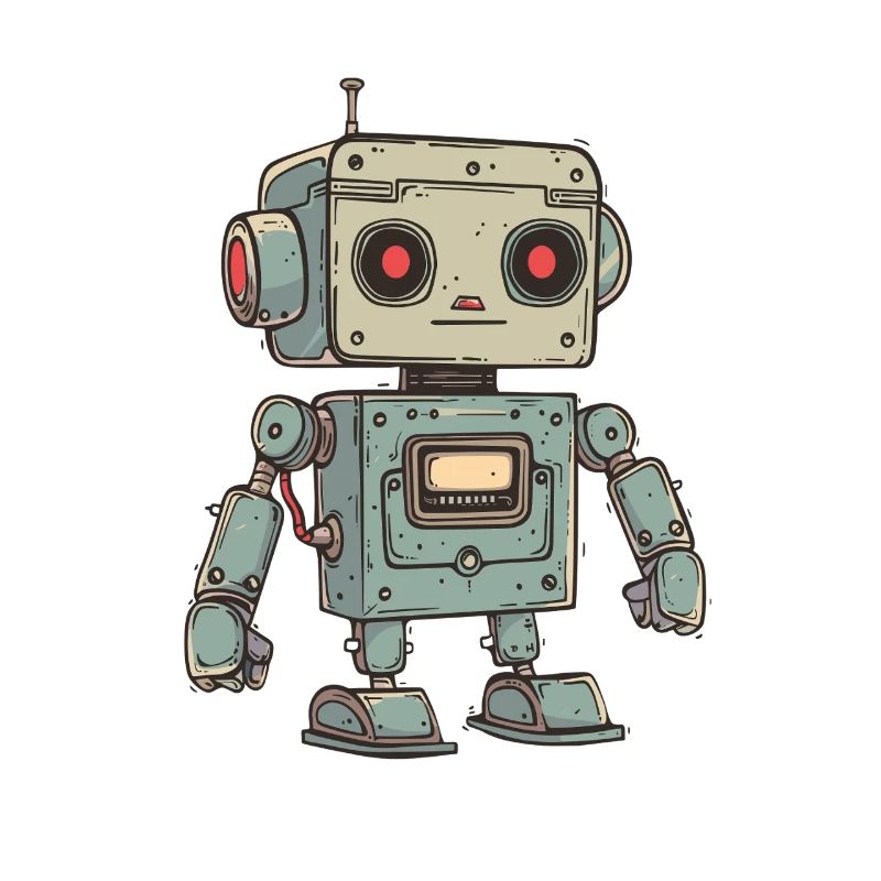 Retro Robot Illustration for Tech Enthusiasts