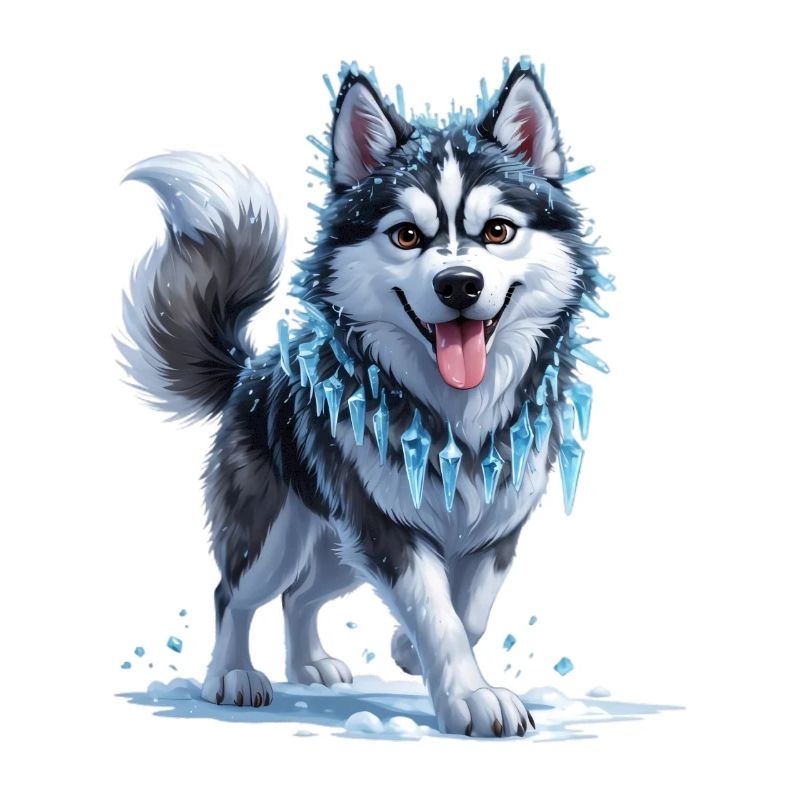 Eis Husky mit Eiskristallkette